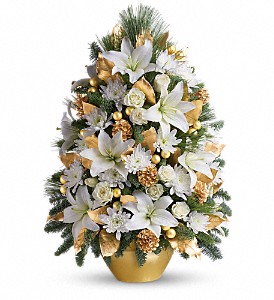 Celebration In Gold Boxwood Tree Hoilday