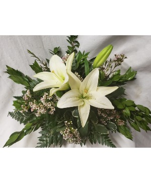 Celebration of life...simple round centerpieces  Available...lilies require 6 day order in advance so they can open, but many options available.  