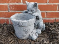 Cement Cat Planter 