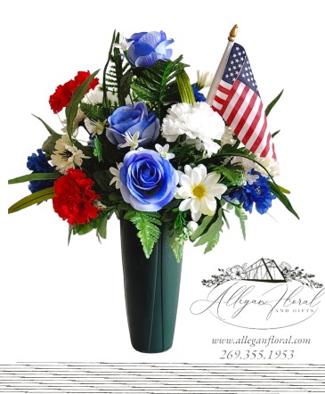 Cemetary Cone Silk memorial Flowers in Allegan, MI | Allegan Floral and Gifts