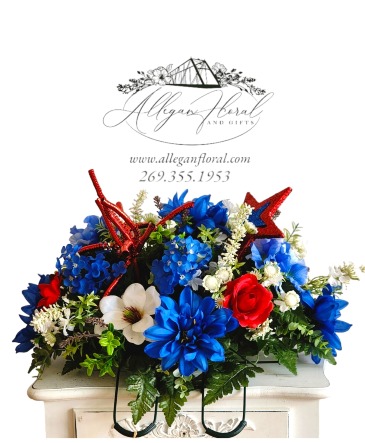Cemetery Saddle Silk Memorial in Allegan, MI | Allegan Floral and Gifts
