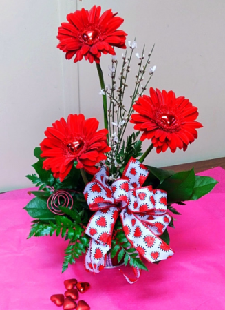 Center of my Heart Gerbera daisies with hearts