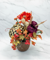 Ceramic Acorn with Silk Flower  Custom Silk Flowers in Ceramic Acorn Fall