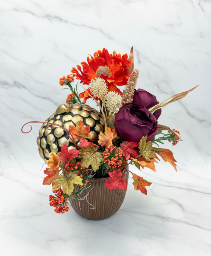 Ceramic Acorn with Silk Flower  Custom Silk Flowers in Ceramic Acorn Fall
