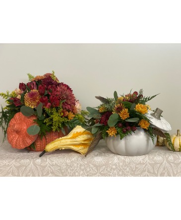 Ceramic Floral Pumpkin  in Warren, PA | VIRG-ANN FLOWER SHOP LLC.