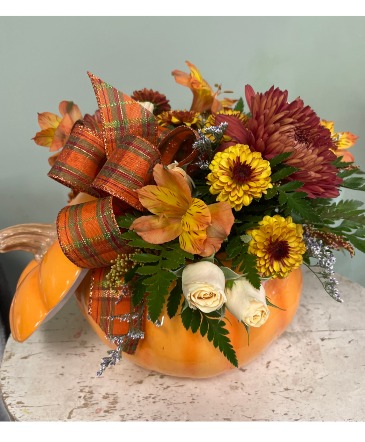 Ceramic Pumpkin Centerpiece   in Warren, PA | VIRG-ANN FLOWER SHOP LLC.