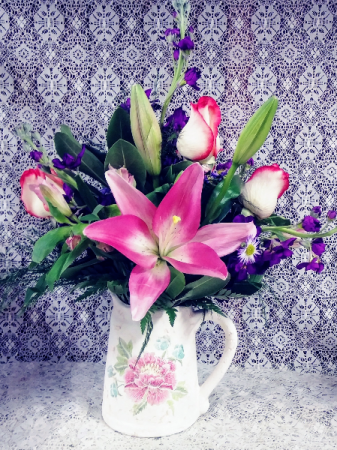 Ceramic Rose Pitcher