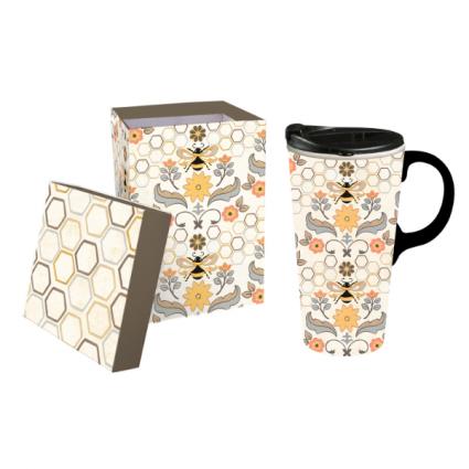 Ceramic Travel Cup, w/box, Honeycomb Heave 