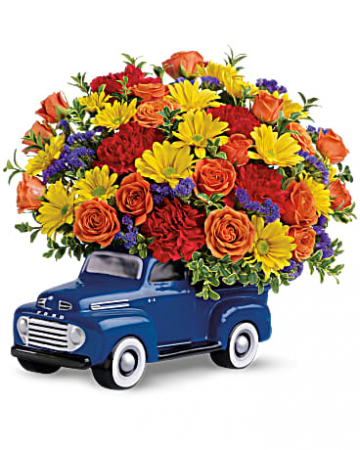 Ceramic Truck Floral Arrangement
