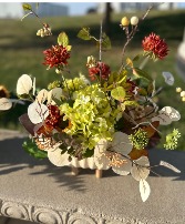 Ceramic White Vase with Fall Silk Silk Arrangement 