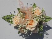 Champagne Roses with Peach Ribbon & Rhinestones  