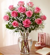 Chantilly Pink Roses Vase Arrangementq