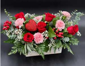 Charm Filled Classic Valentine's Flower Arrangement