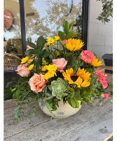 Charmer Floral arrangement in a cement pot