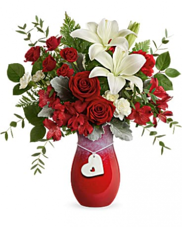 Charming Hearts Bouquet Teleflora's heart vase