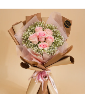 Charming Pink Rose  wrapping Bouquet