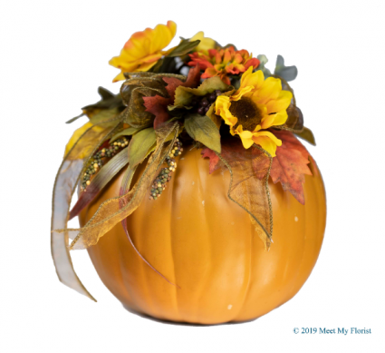 Charming Pumpkin Silk Floral Arrangement