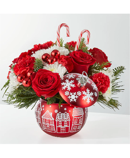 Cheer in the Air Ornament Christmas Flower Arrangement