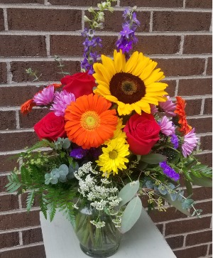 Cheerful Blooms Vased Arrangement 