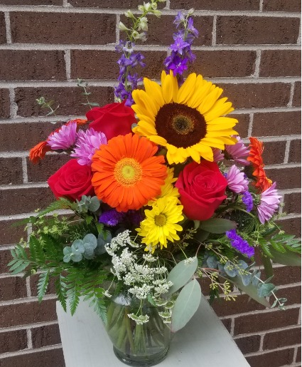 Cheerful Blooms Vased Arrangement 