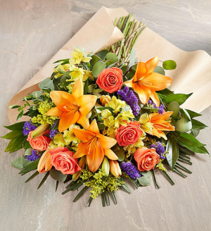 Cheerful orange and yellow  Hand tied bouquet