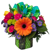 Cheers to Another Year! "Gift-Box" Arrangement in Fitchburg, Massachusetts | CAULEY'S FLORIST & GARDEN CENTER