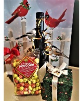 A SNOWBIRDS GREETING BAG Wine, chocolates and Caramel popcorn