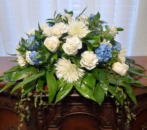 Blue and White Sympathy Wreath in Downey, CA