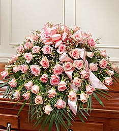 Cherished Memories in Pink Half Casket Cover in Gainesville, FL | PRANGE'S FLORIST Cherished Memories in Pink Half Casket Cover in Gainesville, FL | PRANGE'S FLORIST