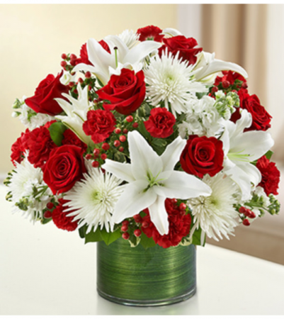 Cherished Memories™ Red and White Sympathy Arrangement