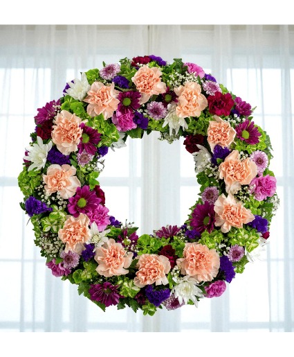 Cherished: Purple, Peach and Green Standing Spray