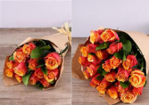 Orange Roses in Kraft Paper Roses, Wrapped
