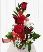 Cherry Heart Pot Valentine's Arrangement