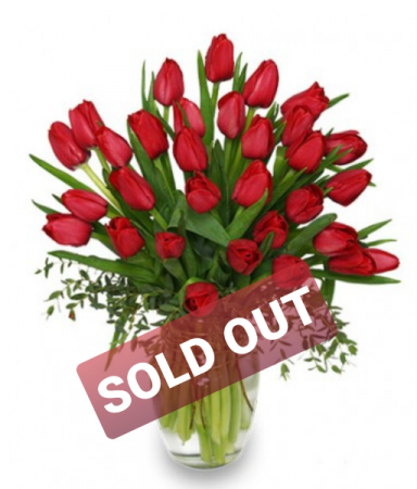 Cherry Red Tulips Arrangement