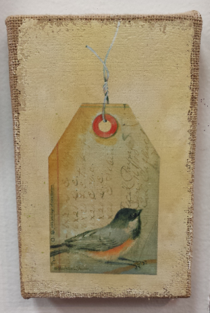 Chickadee on Burlap Gift