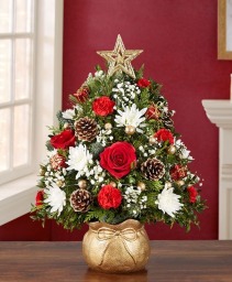 Chirstmas Bliss tree w/ Gold Ceramic Jar
