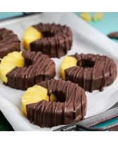 CHOCOLATE DIPPED PINEAPPLE VALENTINES