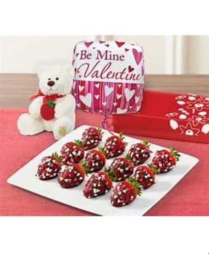 Chocolate Strawberries, Teddy Bear And Box Of Choc