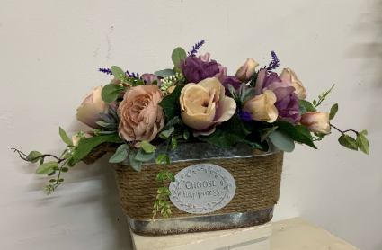 Choose Happiness in pink and purple (artificial) Silk Arrangement