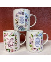 Christian Coffee Mug with flower design  