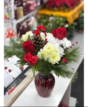 Christmas arrangement  vase arrangement 