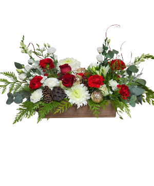 Christmas Beauty Fresh arrangement wooden Box