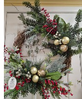 Christmas berry and greenery Grapevine wreath