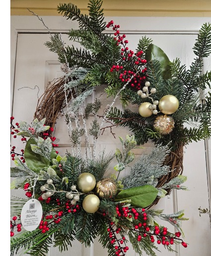 Christmas berry and greenery Grapevine wreath