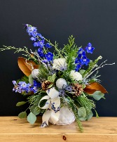 Christmas Blues Vase Arrangement