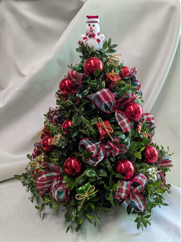 Christmas Boxwood Tree Arrangement in Ballston Spa, NY | Briarwood Flower & Gift Shoppe