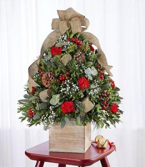 Christmas Boxwood Tree Floral Arrangement