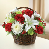 Christmas Cabin Basket Arrangement