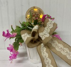 Christmas Cactus Basket with Light Up Accent 