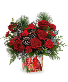 Christmas Cardinal Cheer Bouquet Cardinal Cube Vase Bouquet